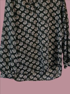 4/$67 Deal! Pleione Black Paisley Print Blouse